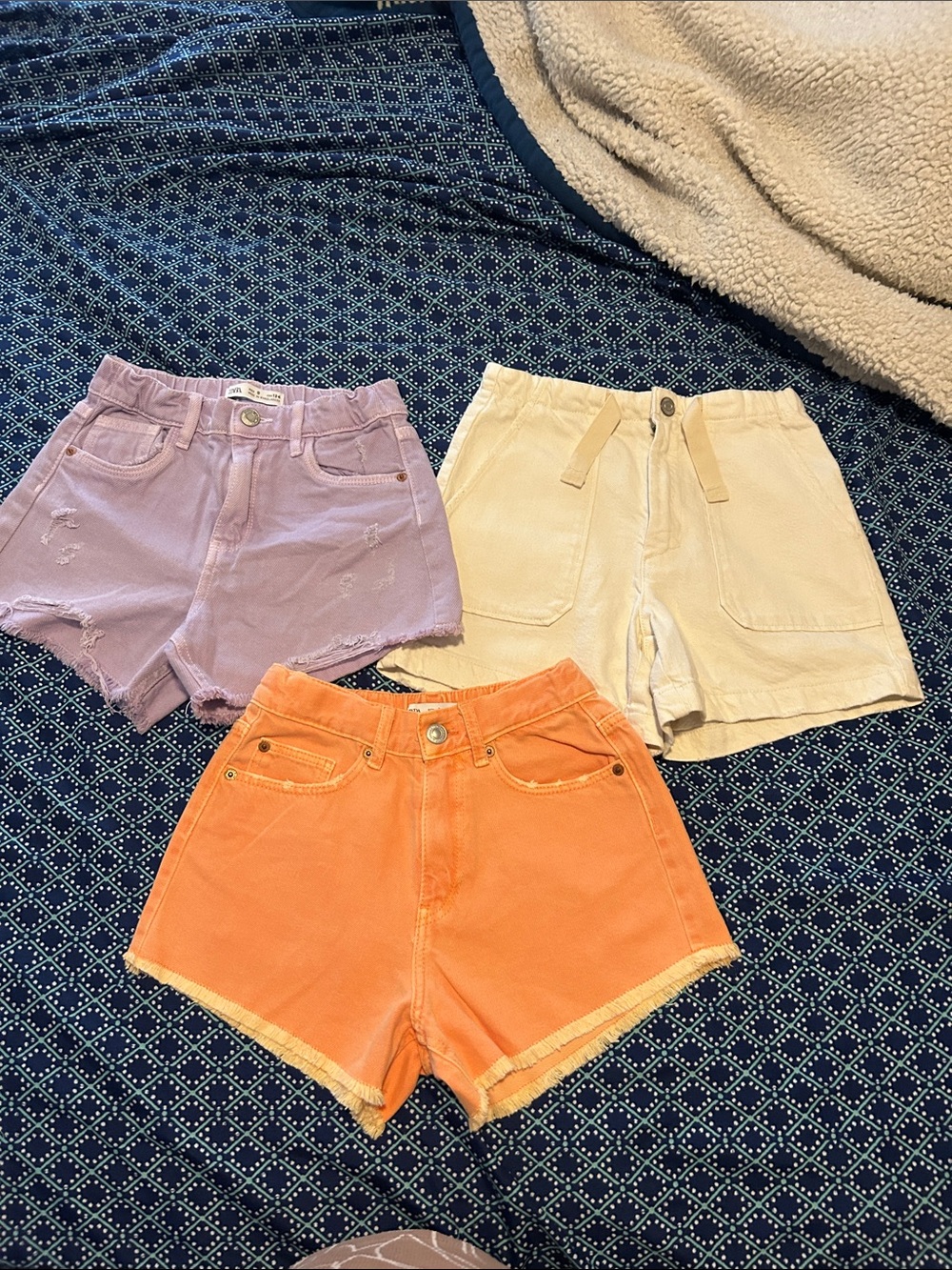 Zara Orange High-Waist Denim Shorts